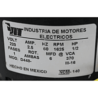 Motor Abierto 1/2 Hp 1600 Rpm 115-1-60 4 Polos Mcmillan - D448