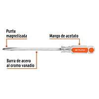 Desarmador plano, barra cuadrada, mango acetato, 3/8 x 8' - DC-3/8X8 / 14110 Desarmador plano, barra cuadrada, mango acetato, 3/8 x 8' - DC-3/8X8 / 14110