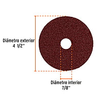 Disco de lija 4-1/2' con respaldo de fibra, grano 24 - DILF-424 / 100124 Disco de lija 4-1/2' con respaldo de fibra, grano 24 - DILF-424 / 100124