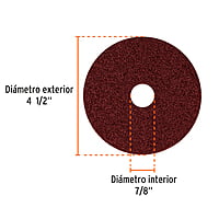 Disco de lija 4-1/2' con respaldo de fibra, grano 36 - DILF-436 / 100125 Disco de lija 4-1/2' con respaldo de fibra, grano 36 - DILF-436 / 100125