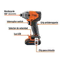 Destornillador de impacto 1/4', 20V, 1 batería 2Ah, PRO, 103253 - DIMI-20A2 Destornillador de impacto 1/4', 20V, 1 batería 2Ah, PRO, 103253 - DIMI-20A2