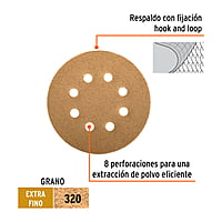 Caja con 5 discos de lija 5' grano 320 lijadora roto-orbital - DIRO-532 / 17983 Caja con 5 discos de lija 5' grano 320 lijadora roto-orbital - DIRO-532 / 17983