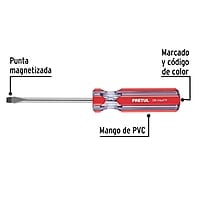 Desarmador plano, 1/4 x 4', mango PVC, Pretul - DR-1/4X4TP / 21459