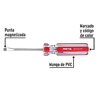 Desarmador plano, 3/16 x 3', mango PVC, Pretul - DR-3/16X3TP / 21456