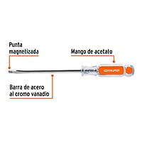 Desarmador Plano 5/16-6 Pulga Mango de Acetato 14002 - DR-5/16X6 Desarmador Plano 5/16-6 Pulga Mango de Acetato 14002 - DR-5/16X6