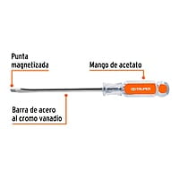 Desarmador Plano 5/16-6 Pulga Mango de Acetato 14002 - DR-5/16X6