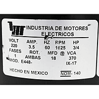 Motor Abierto,MOD:E448,3/4Hp,1Fase,220V,60Hz,1625RPM,4 Polos Mcmillan - E448-2