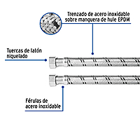 Manguera trenzada de acero 1/2x1/2'X 120cm usos generales - FBO-22120X / 48967 Manguera trenzada de acero 1/2x1/2'X 120cm usos generales - FBO-22120X / 48967