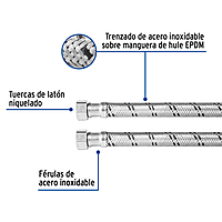 Manguera trenzada de acero 1/2 x 1/2'X 40 cm usos generales - FBO-2240X / 48964