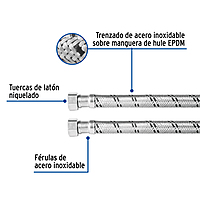 Manguera trenzada de acero 1/2x1/2'X80cm usos generales - FBO-2280X / 48966