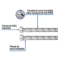 Manguera de hule, 3/4x3/4', 40cm, acero, usos generales - FBO-3440X / 49129