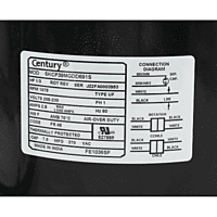 Motor Century , 1/3 HP, 1075 RPM, 220 V, Capacitor 7.5 MFD, Reversible - FE1036SF