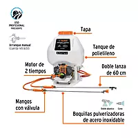 Fumigador de 25 L con motor a gasolina de 2 tiempos, Truper - FUG-252/ 101568