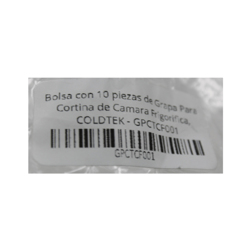 Bolsa con 10 piezas de Grapa Para Cortina de Camara Frigorifica, COLDTEK - GPCTCF001 Bolsa con 10 piezas de Grapa Para Cortina de Camara Frigorifica, COLDTEK - GPCTCF001