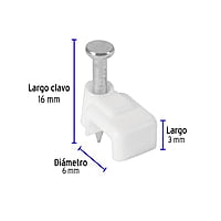 Bolsa con 20 grapas blancas de 3 x 6 mm para cable plano - GPL-5B / 48277