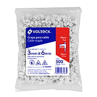 Bolsa con 500 grapas blancas de 3 X 6 mm para cable plano - GPL-5BG / 43044