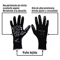 Guantes de nylon recubiertos de nitrilo, grandes, Pretul - GU-123P / 20028