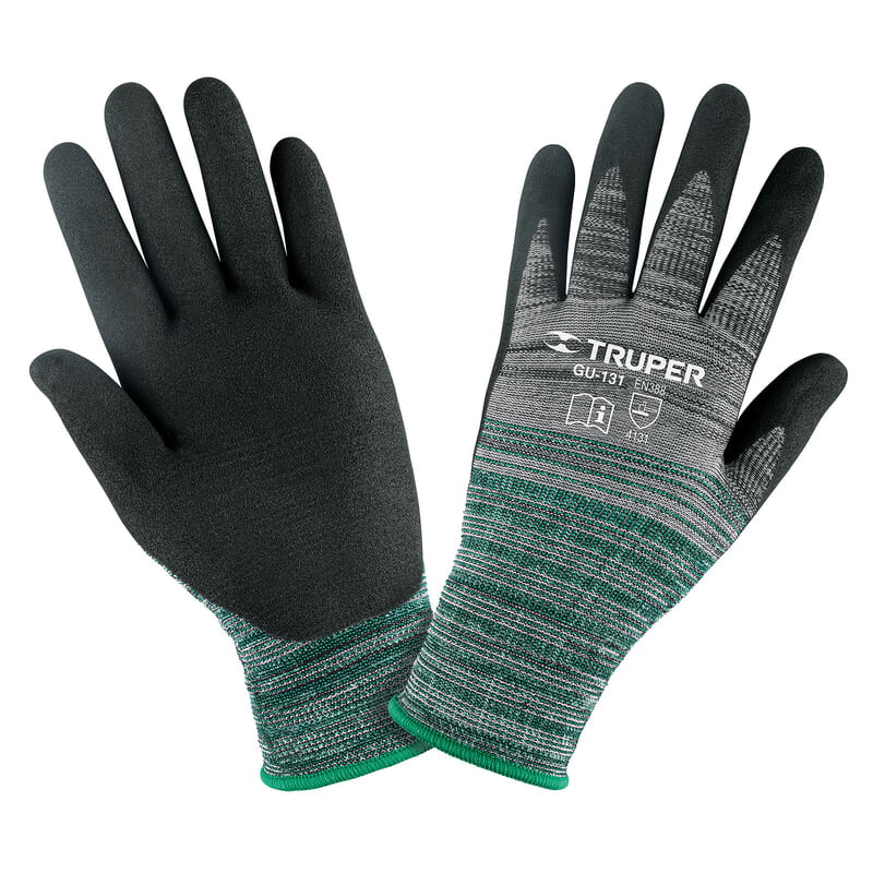 Guantes de nylon recubiertos de nitrilo arenoso, chicos - GU-131 / 17063 Guantes de nylon recubiertos de nitrilo arenoso, chicos - GU-131 / 17063