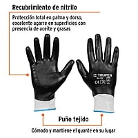 Guantes de poliéster con recubrimiento de nitrilo, medianos - GU-152 / 18026