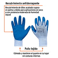 Guantes de poliéster recubiertos de latex, medianos - GU-412 / 15266