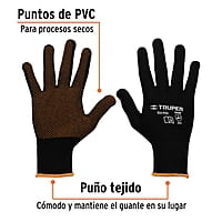 Guantes de poliéster con puntos de PVC en palma, medianos - GU-442 / 12651