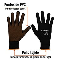 Guantes de poliéster con puntos de PVC en palma, grandes - GU-443 / 12652 Guantes de poliéster con puntos de PVC en palma, grandes - GU-443 / 12652