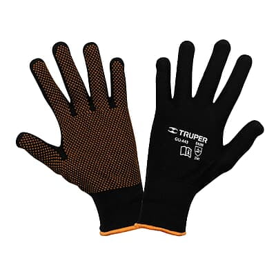 Guantes de poliéster con puntos de PVC en palma, grandes - GU-443 / 12652