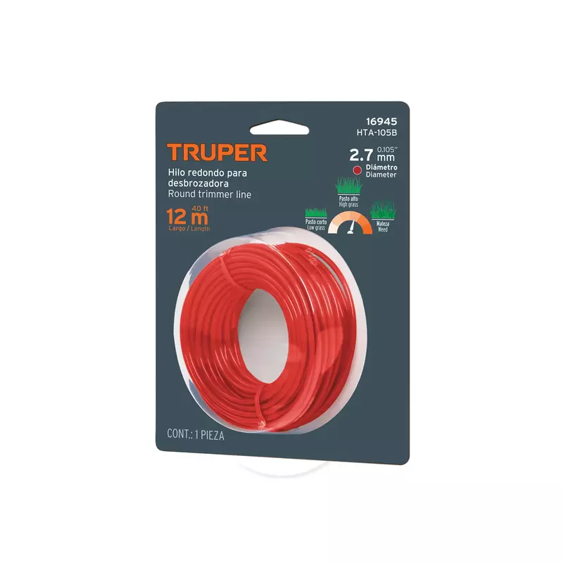 Tarjeta con 12 m de hilo redondo 2.7 mm para desbrozadora - HTA-105B / 16945 Tarjeta con 12 m de hilo redondo 2.7 mm para desbrozadora - HTA-105B / 16945