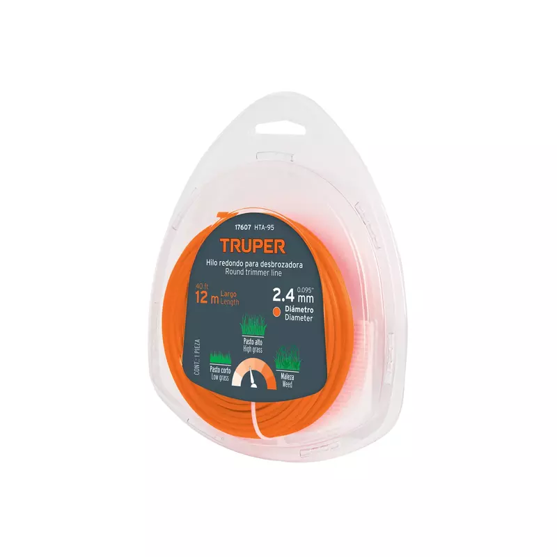 Blíster con 12 m de hilo redondo 2.4 mm para desbrozadora - HTA-95 / 17607 Blíster con 12 m de hilo redondo 2.4 mm para desbrozadora - HTA-95 / 17607