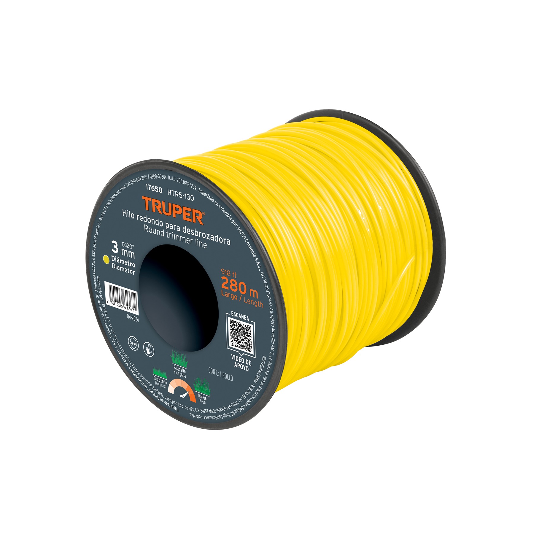 Carrete con 237 m de hilo redondo 3.3 mm para desbrozadora - HTR5-130 / 17650 Carrete con 237 m de hilo redondo 3.3 mm para desbrozadora - HTR5-130 / 17650