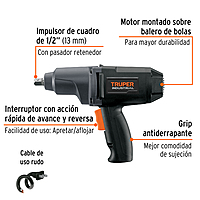 IMP-1/2N Llave neumática de impacto, industrial, 1/2' de 900 w Truper
