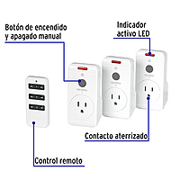 Juego de 3 Contactos con control remoto, Volteck, 49489 - JCOR-3 Juego de 3 Contactos con control remoto, Volteck, 49489 - JCOR-3