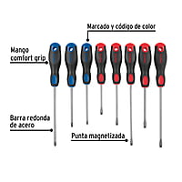 Juego de 8 desarmadores mango Comfort Grip, Pretul - JD-8BP / 20219 Juego de 8 desarmadores mango Comfort Grip, Pretul - JD-8BP / 20219