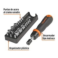 Juego de desarmador tipo matraca, 24 piezas - JDM-24 / 18222