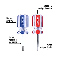Juego desarmadores, tipo trompo, 2 piezas, PVC, Pretul - JDT-2TP / 21379 Juego desarmadores, tipo trompo, 2 piezas, PVC, Pretul - JDT-2TP / 21379