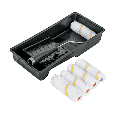 Kit de rodillo para pintar, 4' (maneral, charola y felpa) - KIT-ROPI-420N / 15023