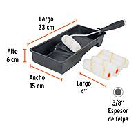 Kit de rodillo para pintar, 4' (maneral, charola y felpa) - KIT-ROPI-420N / 15023 Kit de rodillo para pintar, 4' (maneral, charola y felpa) - KIT-ROPI-420N / 15023