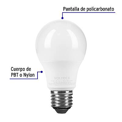 Lámpara LED A19 6 W (equiv. 40 W) luz de día blíster Volteck - 46856 - LED-40F - Caja con 12 Pieza – Master 96 Lámpara LED A19 6 W (equiv. 40 W) luz de día blíster Volteck - 46856 - LED-40F - Caja con 12 Pieza – Master 96