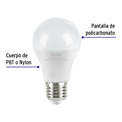 Lámpara LED tipo bulbo A19 9 W luz cálida, caja, Volteck - LED-60CC / 47547 Lámpara LED tipo bulbo A19 9 W luz cálida, caja, Volteck - LED-60CC / 47547