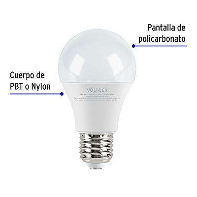 Lámpara LED tipo bulbo A19 9 W luz de día, caja, Volteck - LED-60FC / 47546 Lámpara LED tipo bulbo A19 9 W luz de día, caja, Volteck - LED-60FC / 47546