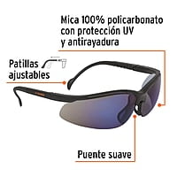 Lentes de seguridad ligeros con marco, espejo azul, Vision - LEDE-EZ / 10826