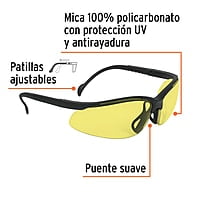 Lentes de seguridad, mica amarillo, Vision - LEDE-SA / 14304