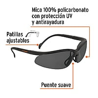 Lentes de seguridad, mica gris, Vision - LEDE-SN / 14302