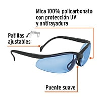 Lentes de seguridad, mica azul, Vision - LEDE-SZ / 14303