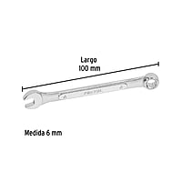 Llave combinada, mm, 6 x 100 mm, Pretul - LL-2006MP / 21900