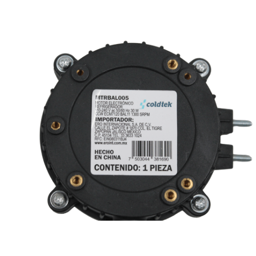 Motor Balero Ba11, Refrigerador, ECM7120, 110-240V, 50/60Hz, 30W, CCW, Proteccion Clase IP65, sirve para refrigerador IMBERA, 1300 RPMs - MTRBAL005 Motor Balero Ba11, Refrigerador, ECM7120, 110-240V, 50/60Hz, 30W, CCW, Proteccion Clase IP65, sirve para refrigerador IMBERA, 1300 RPMs - MTRBAL005