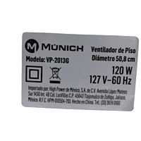 Ventilador de Piso 20'' Color Gris 120W - MUNVP-2013G Ventilador de Piso 20'' Color Gris 120W - MUNVP-2013G