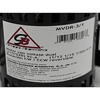 Motor 3 en 1 (1/2, 1/15, 1/20) HP (115/220) Vca Rotacion CW/CCW - MVDR-3/1