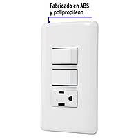 Placa armada con contacto y 2 interruptores sencillos, Basic - PA-APCO-B2 / 25081 Placa armada con contacto y 2 interruptores sencillos, Basic - PA-APCO-B2 / 25081