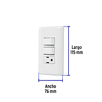Placa armada con contacto y 2 interruptores sencillos, Basic - PA-APCO-B2 / 25081 Placa armada con contacto y 2 interruptores sencillos, Basic - PA-APCO-B2 / 25081